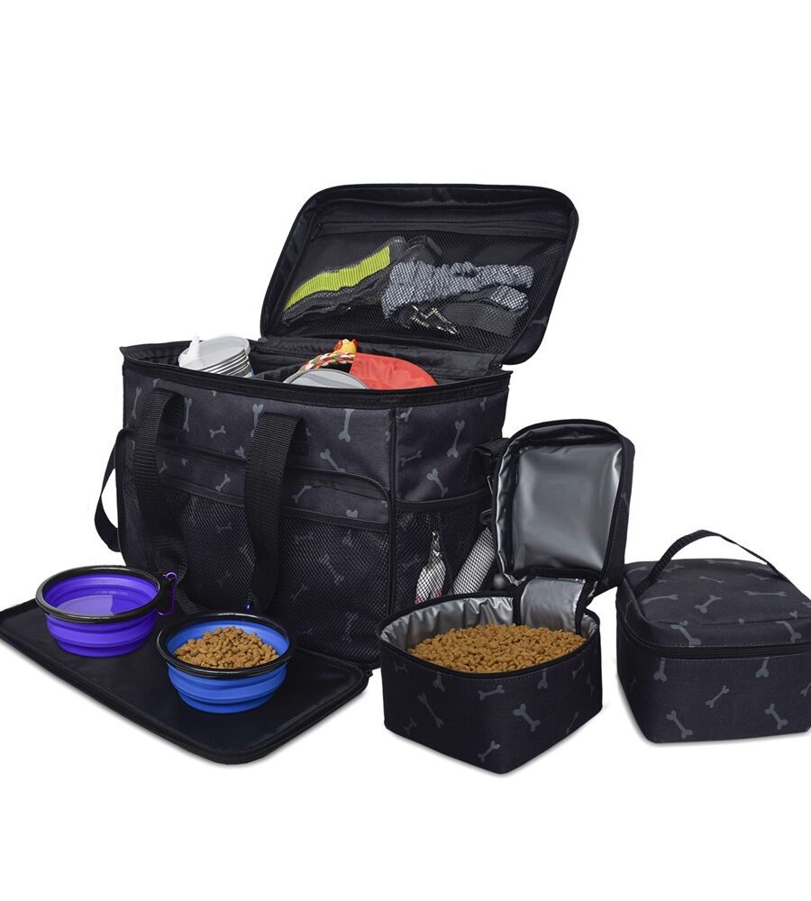 Sac Transport Croquettes Chien Oxford 600D - 2 Compartiments Intérieur