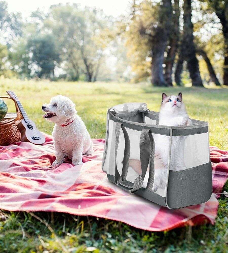 Sac de transport FUNADD chat et petit chien gris nylon respirant