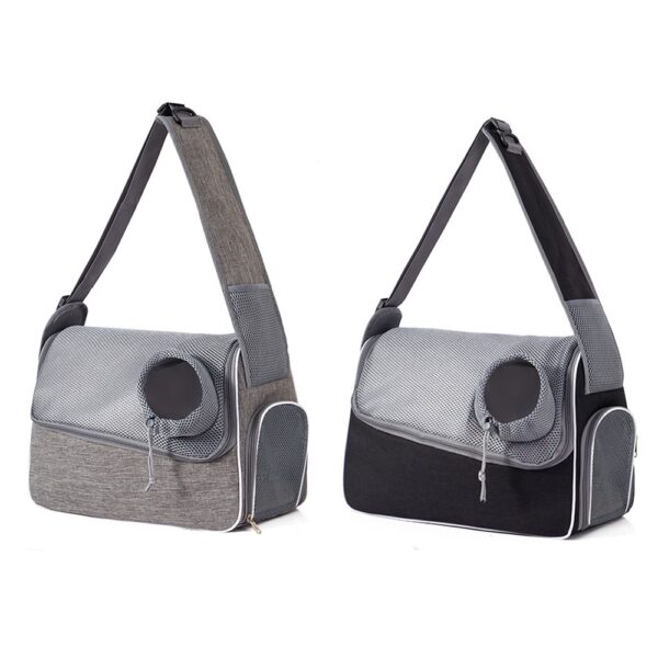 Deux sacs bandoulière côte à côte, l'un entièrement gris chiné et l'autre gris et noir, tous deux avec hublot rond