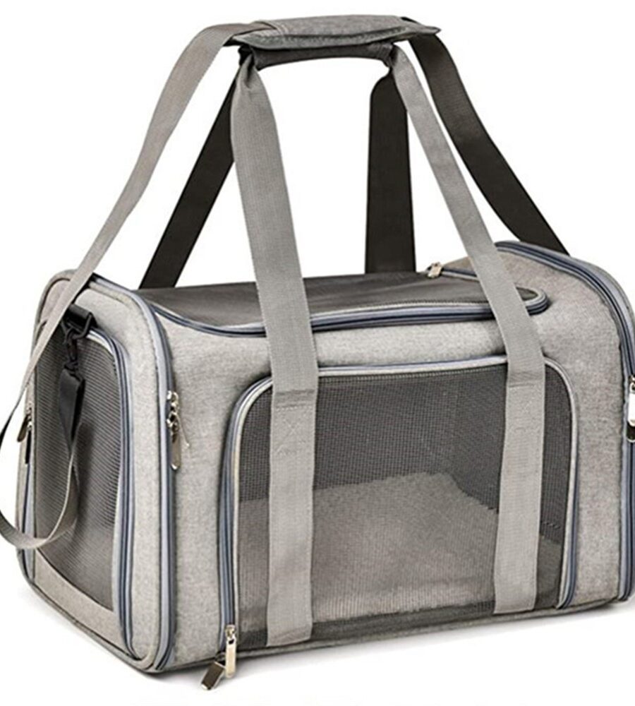 Sac transport chat portable gris - Bandoulière confort & ventilation