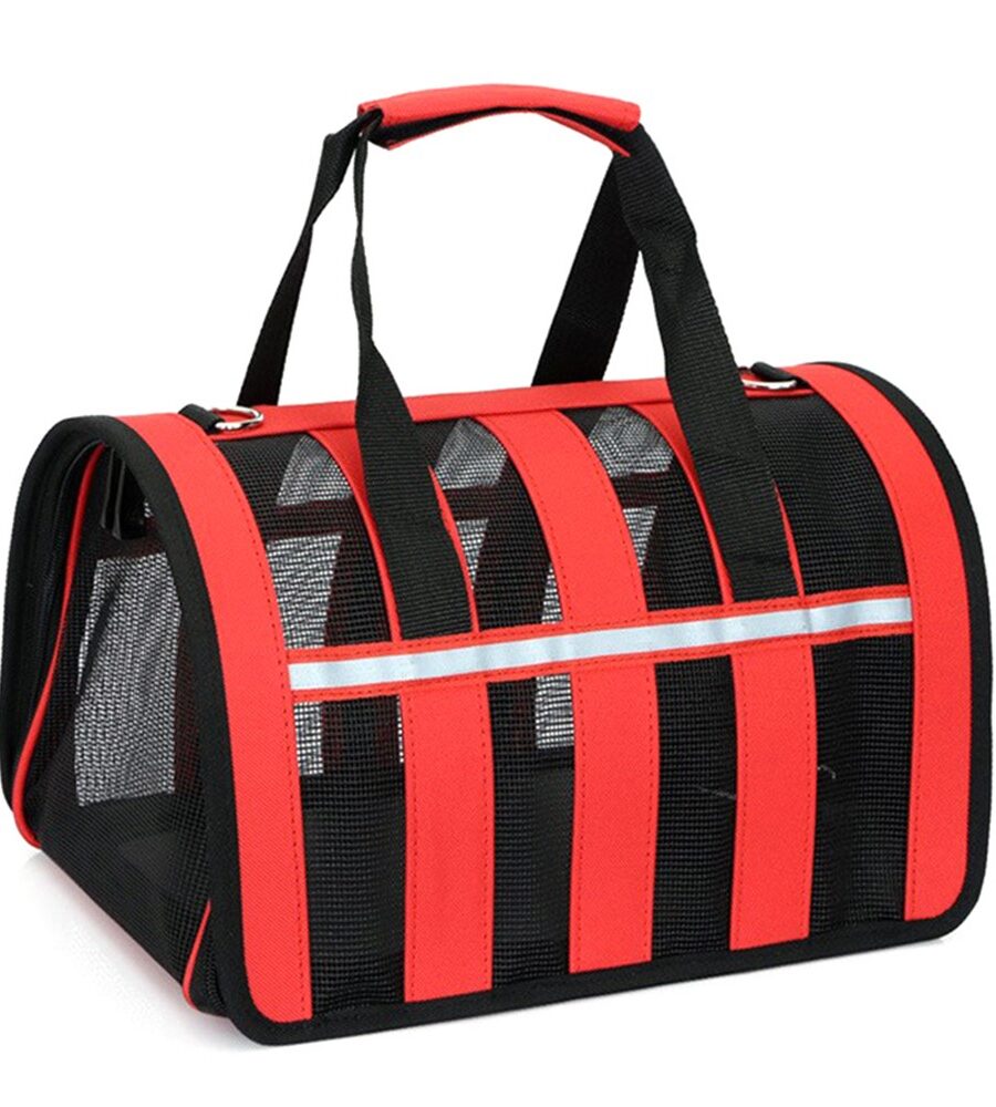 Sac Transport Chien Chat Mesh Respirant Taille L Rouge - Oxford 600D