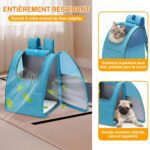 Sac à dos chat hublot respirant et pliable bleu clair