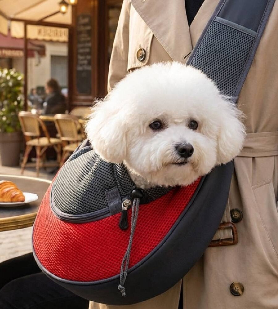 Sac Transport Ventral Pet Sling - Mains Libres Rouge Taille S