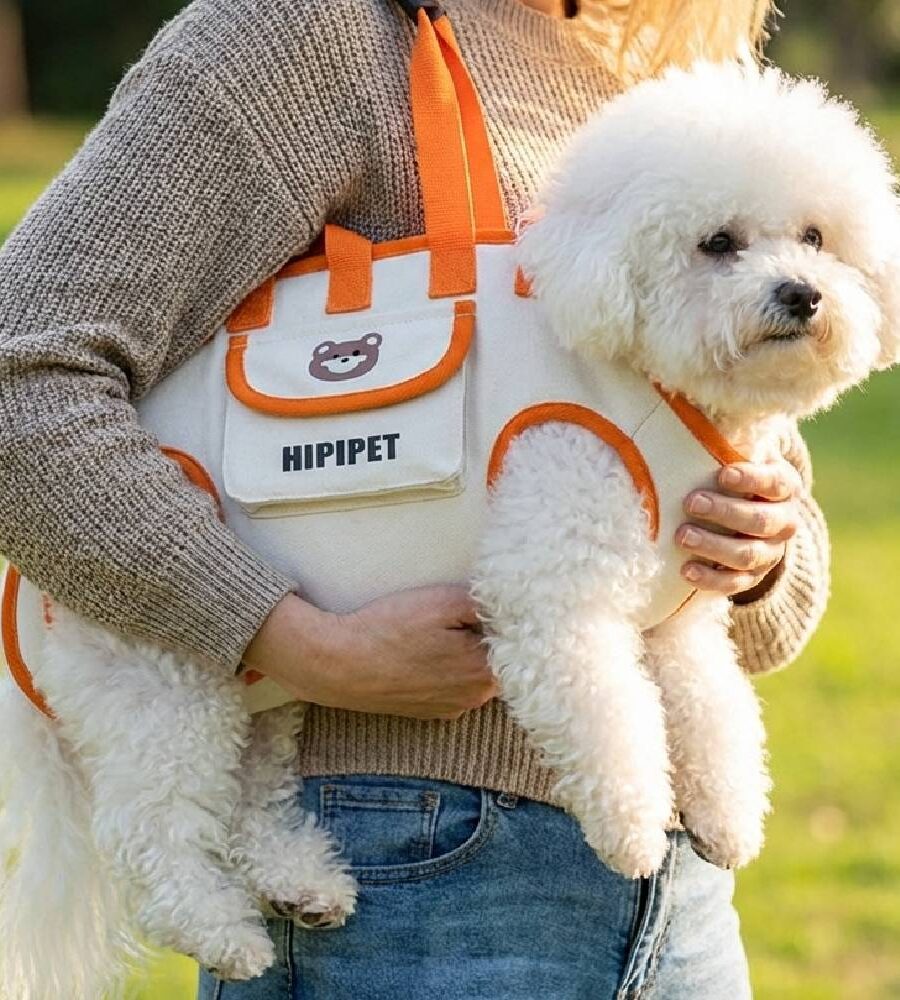 Sac Transport Chien blanc et bord orange - 4-6,5Kg
