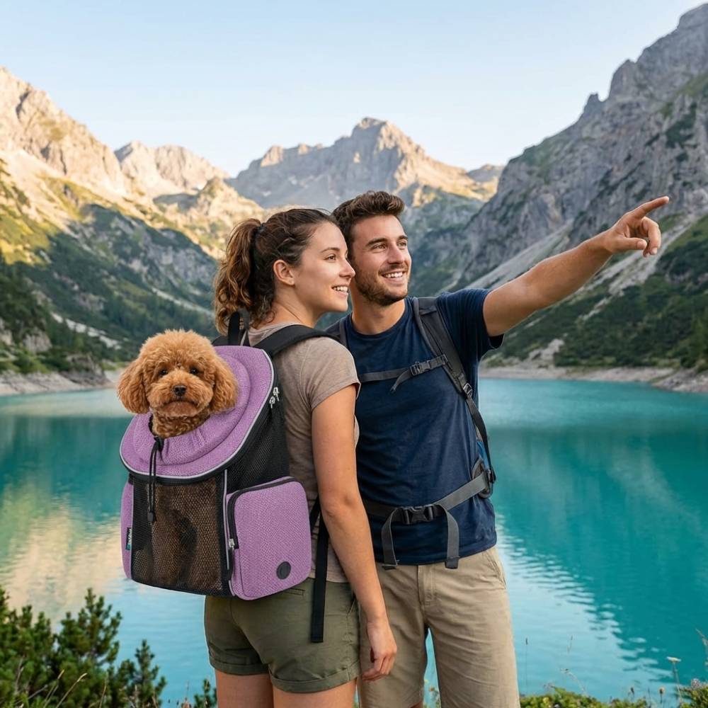Sac à dos transport chien chat hublot ventilé violet