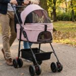 Poussette 2-in-1 Chien Chat Rose - Pliable
