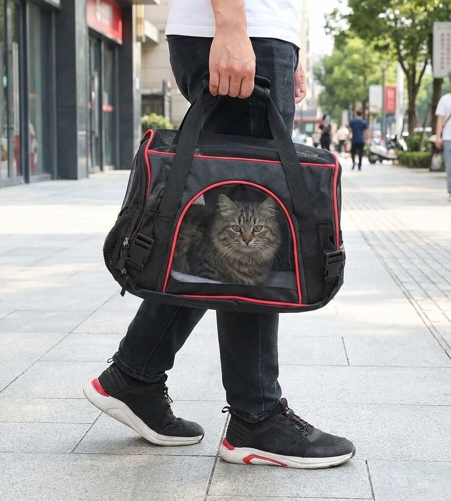 Sac Transport Chat Chien Bandoulière - Tissu Oxford Respirant Noir L