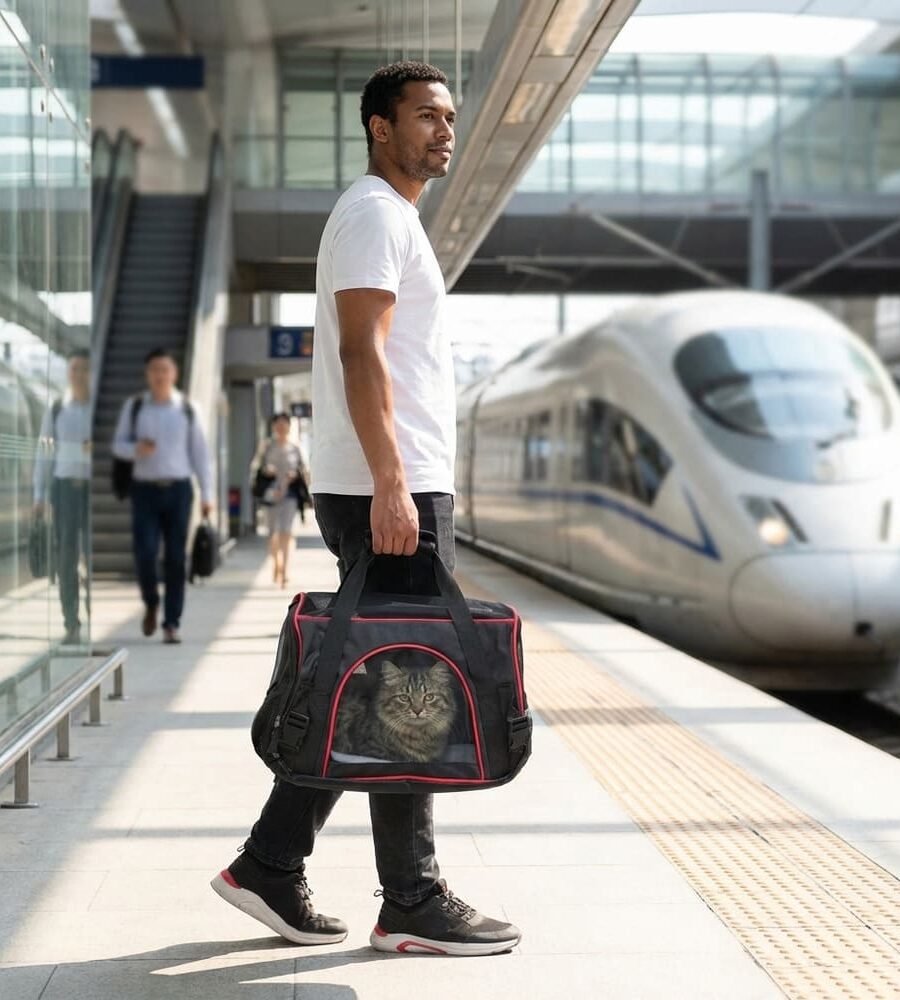 Sac Transport Bandoulière Oxford Respirant Chat gare sncf tgv