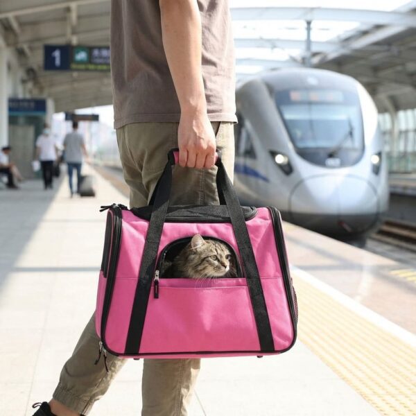 Sac Transport Bandoulière Oxford rose dans une gare sncf