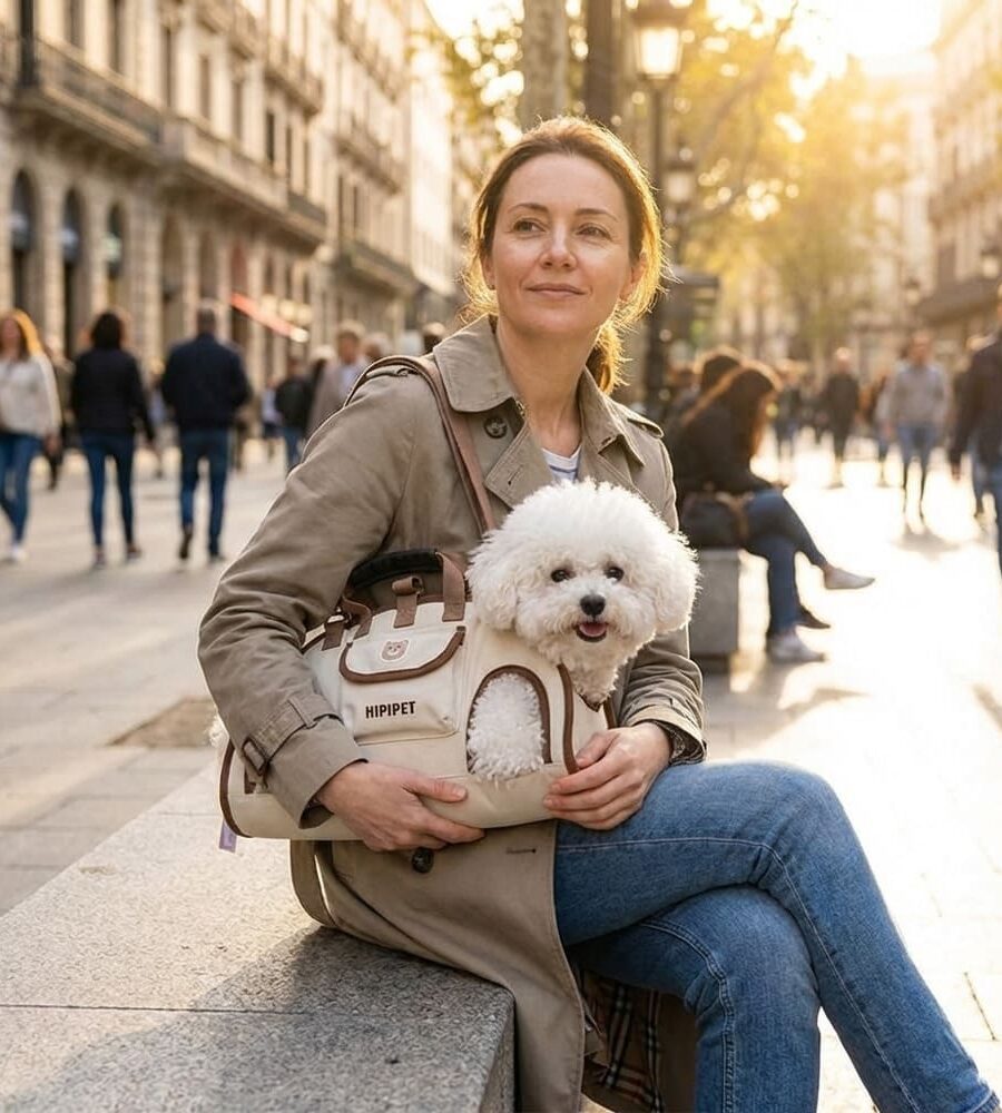 Sac de transport chien taille L orange, bandoulière respirante pour chiens de 6 à 8 kg