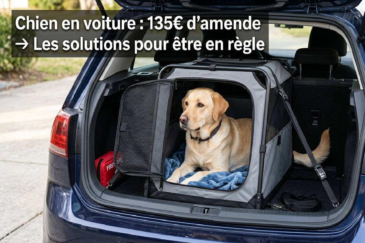 Quelle amende si mon chien n'est pas attaché en voiture ?