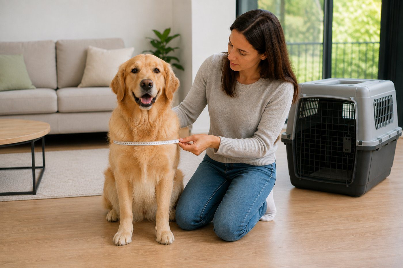Mesure de la largeur d'un chien au niveau du poitrail et des épaules