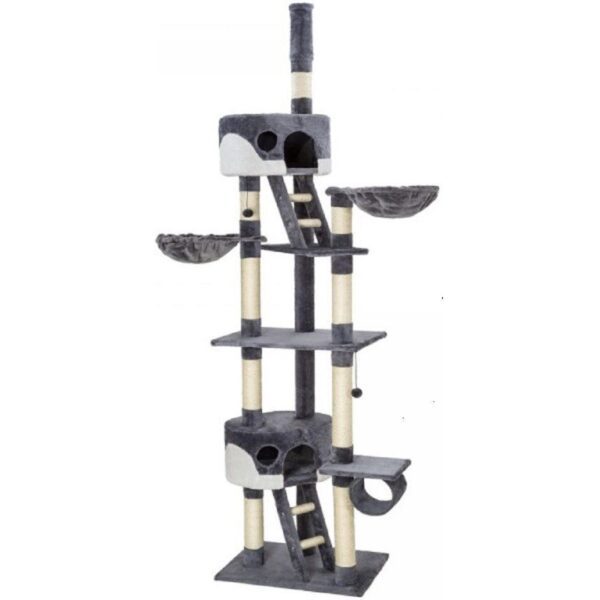 arbre-a-chat-modulable-hauteur-reglable-240-260-gris-blanc-1-carre Arbre à chat modulable – photo 1