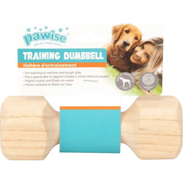 Lot haltère en bois et peluche hérisson Pawise pour chien – photo 1