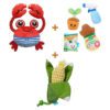 Lot : Crabe Fofos Sealife + Set jardin Bark Greenhouse Gang (4 jouets) + Épi de maïs Bark à corde