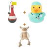 Lot : Bouée Trixie Aqua Snack 19 cm + Canard FuzzYard Ducktor + Mouton Fofos à pattes en corde