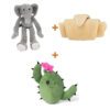Lot : Éléphant Happy Pet Swingin Safari + Croissant à friandises Trixie 40 cm + Cactus à fleur Bark Consuela