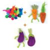 Lot : Multipack de 24 jouets variés Happy Pet Tabby Patch + Carottes au catnip Happy Pet Tabby Patch (14 et 20 cm) + Aubergines au catnip Happy Pet Tabby Patch (12 et 15 cm)