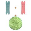 Lot : Peluche chat Zolux Ethicat Bigcat motif feuille, vert + Peluche chat Zolux Ethicat Bigcat motif fleur, rose + Housse Fofos pour Magic Ball, verte, 73 cm