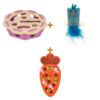 Lot : Trixie Hole'n'Roll fleur en feutre rose/beige, 30 x 30 x 7,5 cm + Oiseau hochet et rouleau Happy Pet Tabby Patch, bleu + Puzzle carotte Happy Pet Tabby Patch, 28 x 18 x 4 cm