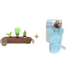 Lot : Jouet de fouille Garden Paws Snuffle Box Sprout, Crop & Cactus + Peluche pantoufle à couineur Pawise Puppy Life My Slipper