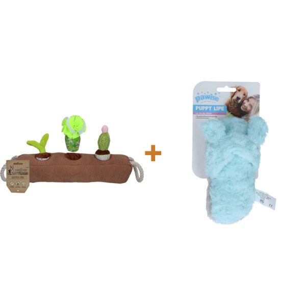 Lot : Jouet de fouille Garden Paws Snuffle Box Sprout, Crop & Cactus + Peluche pantoufle à couineur Pawise Puppy Life My Slipper Lot : Jouet de fouille Garden Paws Snuffle Box Sprout, Crop & Cactus + Peluche pantoufle à couineur Pawise Puppy Life My Slipper