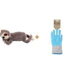 Lot : Peluche paresseux Pawise pour chien + Jouet gant de jardin Garden Paws Garden Glove Sky Flowers