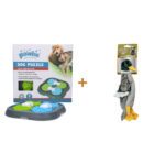 Lot : Jouet puzzle Pawise pour chien + Peluche sans rembourrage Pawise Feather Pals