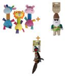 Lot : Peluche à long cou pour chiot Pawise Puppy Long Neck + Jouet nain de jardin Garden Paws Smirking Steve + Peluche sans rembourrage Pawise Feather Pals S