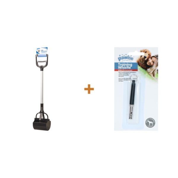 Lot : Pince ramasse-crottes Pawise 71 cm pour chien + Sifflet d'éducation Pawise noir pour chien Lot : Pince ramasse-crottes Pawise 71 cm pour chien + Sifflet d'éducation Pawise noir pour chien