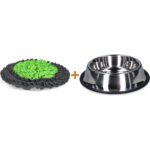 Lot : Tapis de fouille Eat Slow Live Longer Snuffle Mat + Gamelle antidérapante en inox pour chien