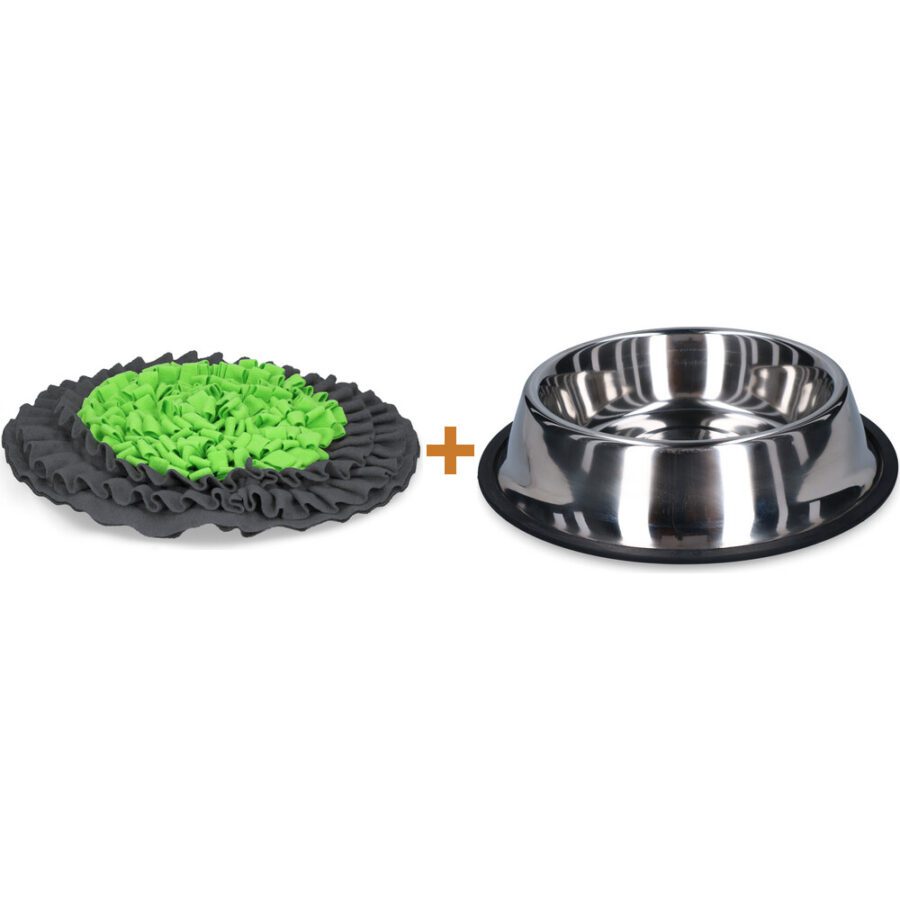 Lot : Tapis de fouille Eat Slow Live Longer Snuffle Mat + Gamelle antidérapante en inox pour chien