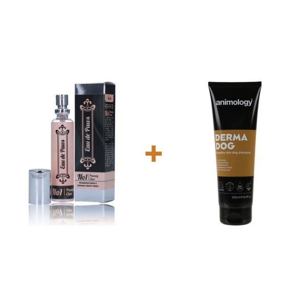 Lot : Parfum pour chien Eau de Paws No1 Pawwy Choo (femelle) + Shampoing doux Animology Derma Dog peaux sensibles 250 ml Lot : Parfum pour chien Eau de Paws No1 Pawwy Choo (femelle) + Shampoing doux Animology Derma Dog peaux sensibles 250 ml