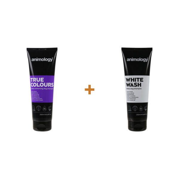 Lot : Shampooing pour chien Animology True Colours 250 ml + Shampooing pour chien Animology White Wash 250 ml