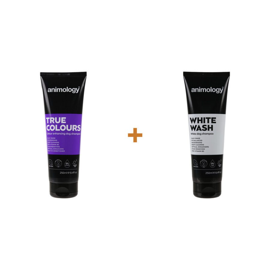 Lot : Shampooing pour chien Animology True Colours 250 ml + Shampooing pour chien Animology White Wash 250 ml