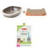 Lot : Bac à litière ouvert Savic Happy Planet Gizmo 44 cm + Griffoir carton Trixie avec herbe à chat 41 x 24 x 7 cm + Filtres universels Zolux Clean & Fresh (6 pièces)