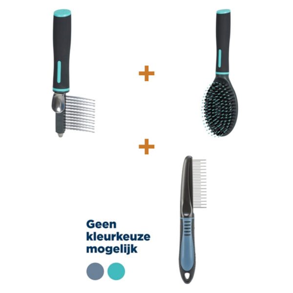 Lot : Peigne démêlant Zolux Anah 12 lames + Brosse nylon et picots Zolux Anah L + Peigne mixte Trixie 22 cm