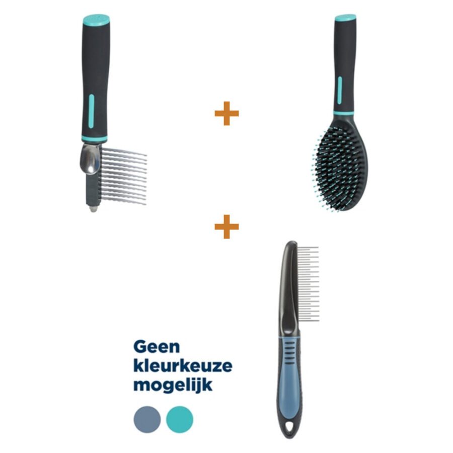 Lot : Peigne démêlant Zolux Anah 12 lames + Brosse nylon et picots Zolux Anah L + Peigne mixte Trixie 22 cm