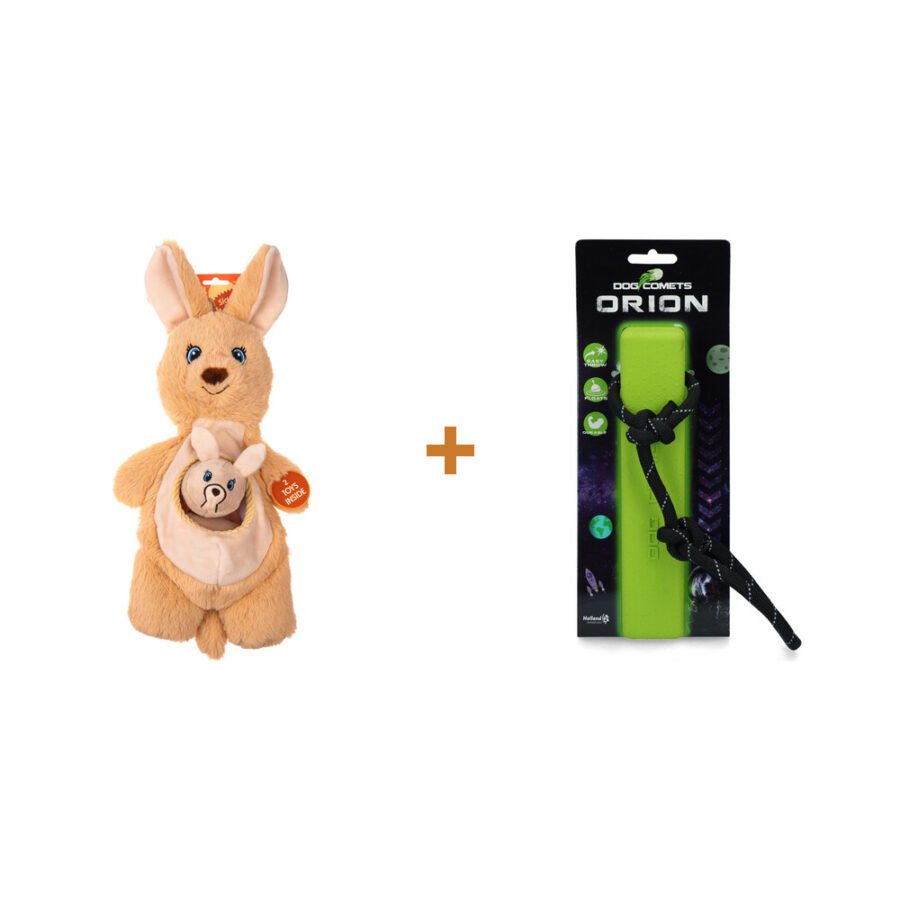Lot : Jouet peluche Growl Sidekicks Kanga Joey + Dummy de rapport flottant Dog Comets Orion