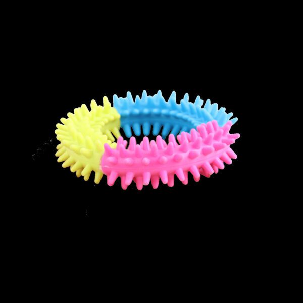 Lot peluche flamant rose, anneau Rainbow World Ring et fleur Garden Paws pour chien – photo 3