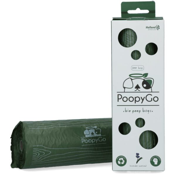 Lot sacs à déjections PoopyGo lavande et tube porte-adresse pour chien – photo 1