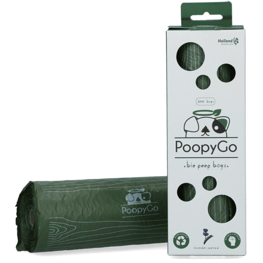 Lot sacs à déjections PoopyGo lavande et tube porte-adresse pour chien – photo 1