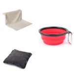 Lot d'accessoires pour chat – hamac crème, coussin carré, gamelle rouge