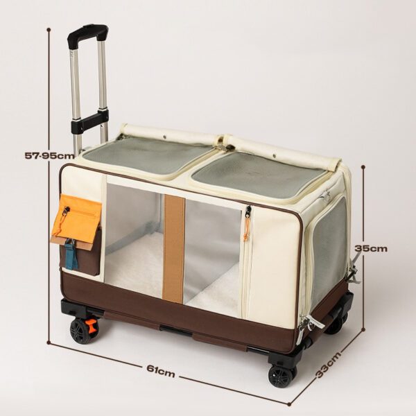 sac-transport-roulettes-2-chats-trolley-compartiments-poignee-telescopique-1 Valise de transport chat – photo 1