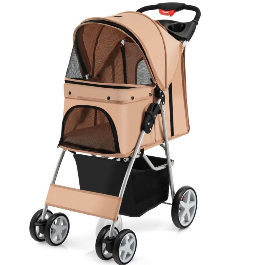poussette pour animaux beige