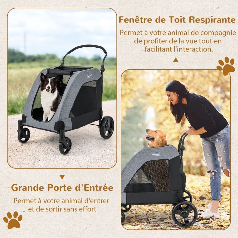 Poussette Gros Chien 60 kg grande porte d entre et fenetre de toit