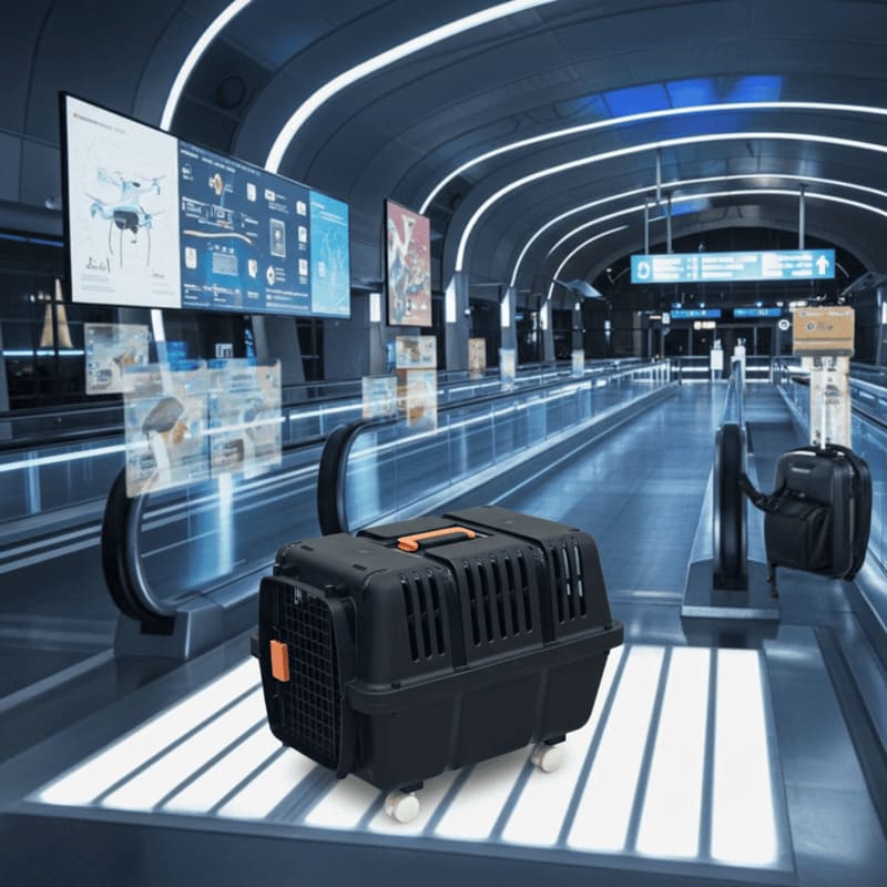 Cage Chien Cargo Roue aeroport futuriste