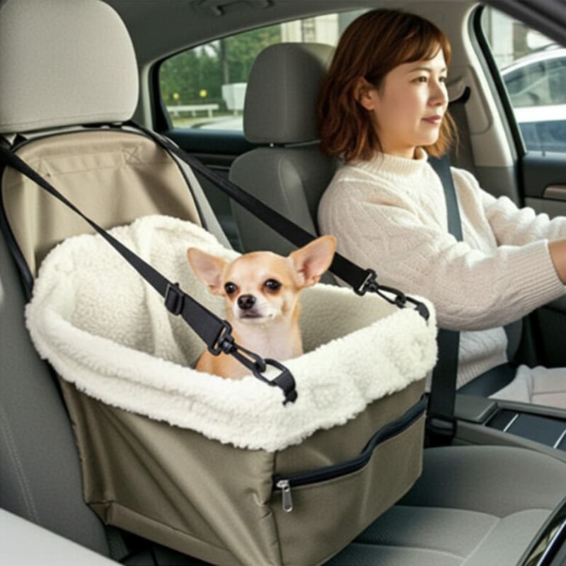 Panier pour chien voiture siège avant, placé sur le siège avant d'une voiture