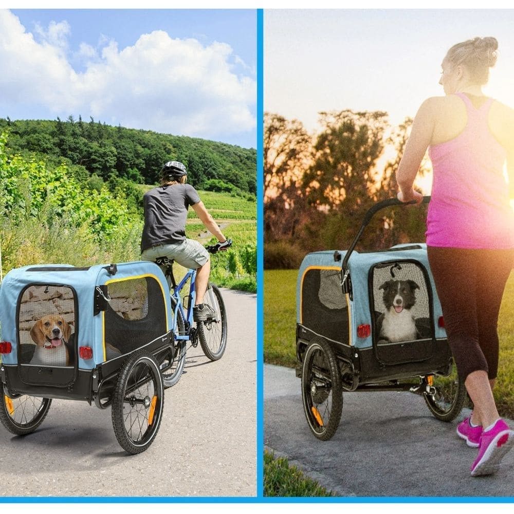 Remorque vélo pour chien 30 kg sécurité 2 en 1