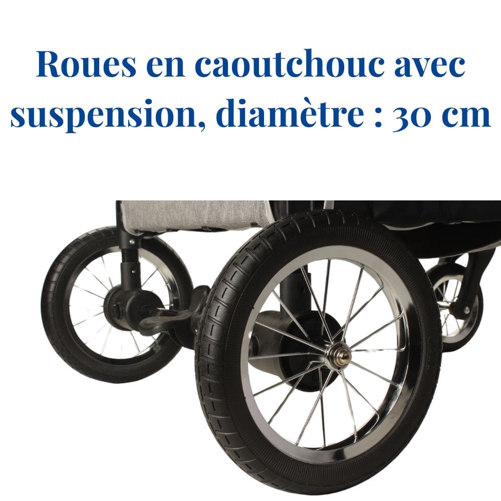 roues en caoutchouc pour la poussette pour chien avec suspension diametre 30 cm